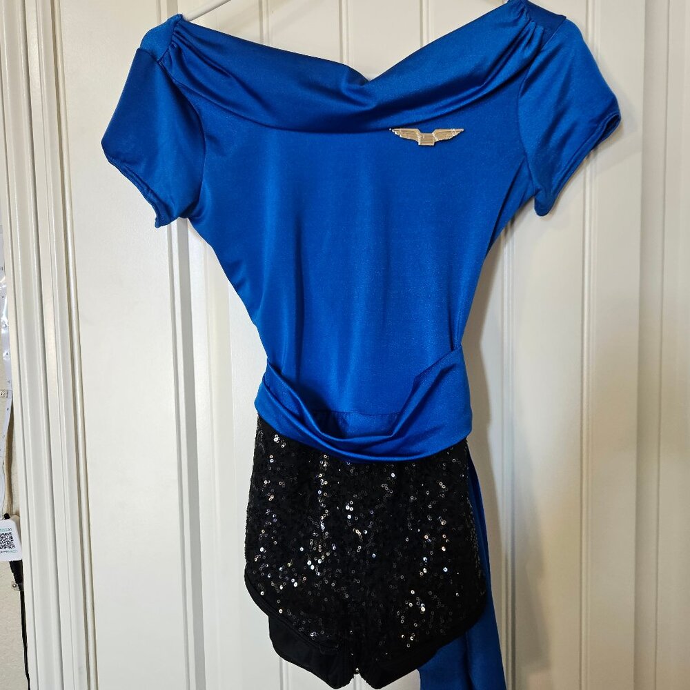 Black and blue dance costume